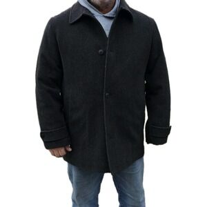 Joseph Abboud Black Gray Charcoal Peacoat -Size XXL/TTG Wool Cashmere Nylon